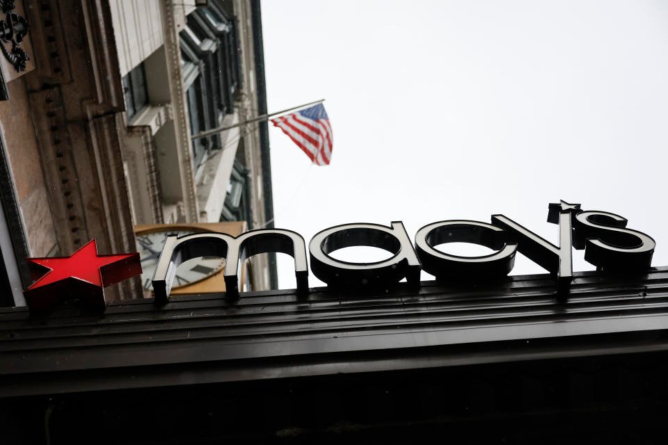 NEW YORK, NEW YORK - JANUARY 19: The Macy's company logo is seen at the Macy's store on Herald Square on January 19, 2024 in New York City. Macy's department-store chain announced that they will be laying off roughly 2,350 employees which is about 3.5% of their workforce. The company says that it will also be closing five stores in order to adjust to the online-shopping era. (Photo by Michael M. Santiago/Getty Images)