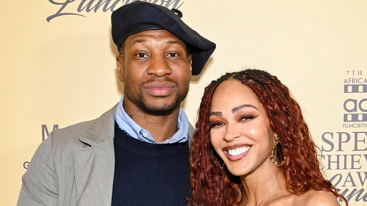 Jonathan Majors and Meagan Good make their red carpet debut at AAFCA Special Achievement Awards in LA… as he makes first public appearance after assault verdict