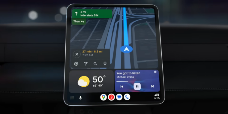 Android Auto starts flagging more powerful “parked” apps on the home screen